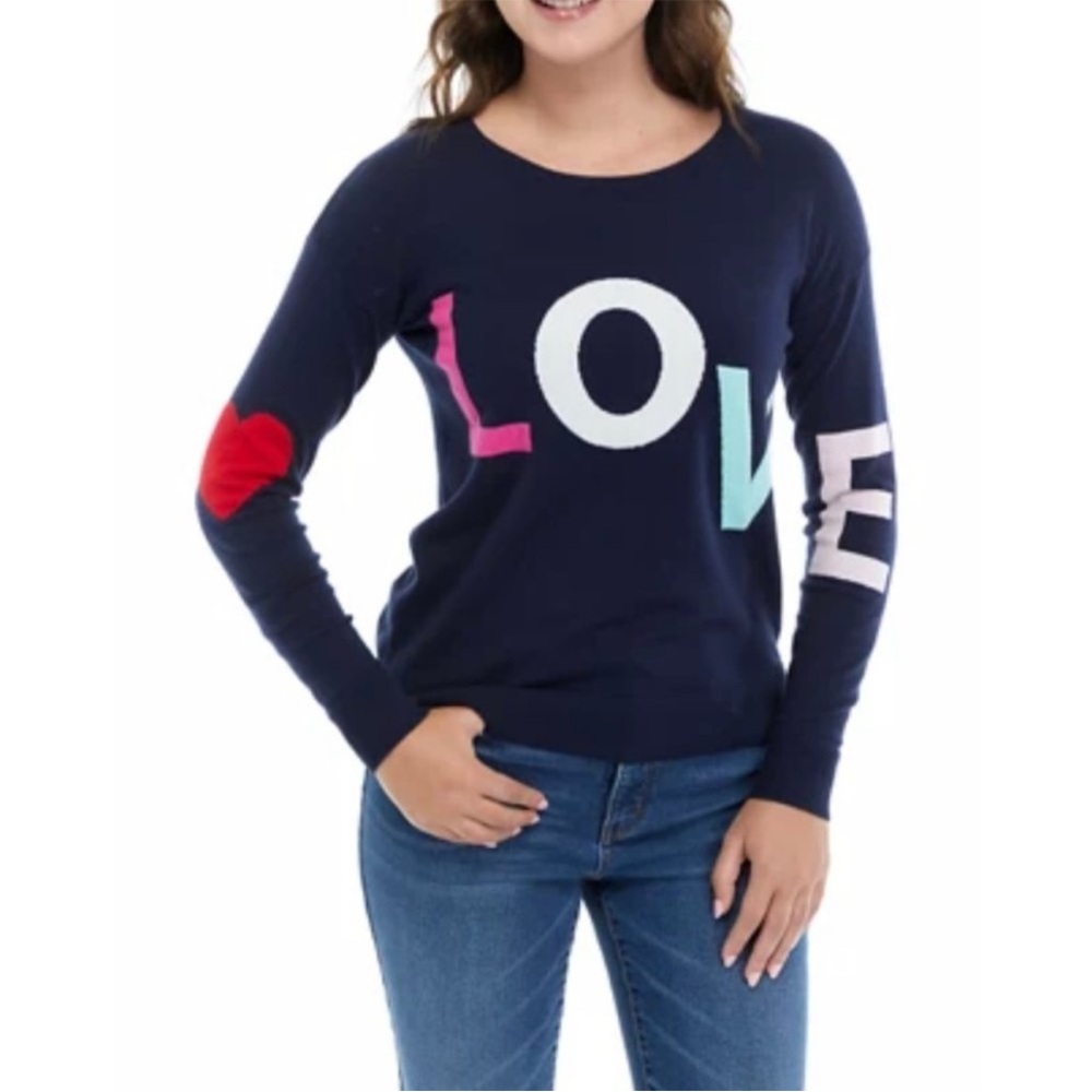 Crown & Ivy Navy Sweater LOVE Sweater